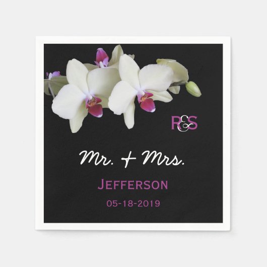 オーキッドフローラ結婚紙ナプキンス スタンダードカクテルナプキン (正面)