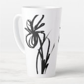 オーキッドブラン:抽象芸術ホワイト&ブラック カフェラテマグ (左アングル)