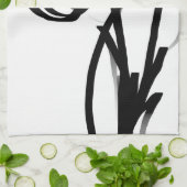 オーキッドブラン：抽象芸術ホワイト&ブラック キッチンタオル (折り畳み)