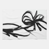 オーキッドブラン：抽象芸術ホワイト&ブラック キッチンタオル (横)