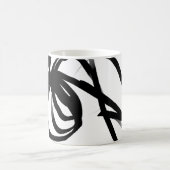 オーキッドブラン：抽象芸術ホワイト&ブラック コーヒーマグカップ (中央)