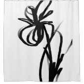 オーキッドブラン：抽象芸術ホワイト&ブラック シャワーカーテン (正面)