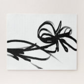 オーキッドブラン：抽象芸術ホワイト&ブラック ジグソーパズル (横)