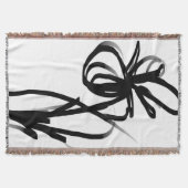 オーキッドブラン:抽象芸術ホワイト&ブラック スローブランケット (正面)