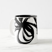 オーキッドブラン：抽象芸術ホワイト&ブラック ツートーンマグカップ (正面左)
