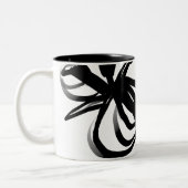 オーキッドブラン：抽象芸術ホワイト&ブラック ツートーンマグカップ (左)