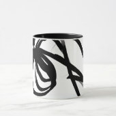 オーキッドブラン:抽象芸術ホワイト&ブラック マグカップ (中央)
