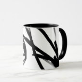 オーキッドブラン:抽象芸術ホワイト&ブラック マグカップ (正面右)