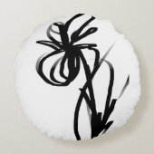 オーキッドブラン:抽象芸術ホワイト&ブラック ラウンドクッション (裏面)