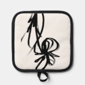 オーキッドブラン：抽象芸術ホワイト&ブラック 鍋敷き (正面)