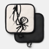 オーキッドブラン：抽象芸術ホワイト&ブラック 鍋敷き (正面/裏面)