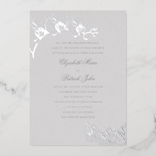 オーキッドヘイルームクラシックアイボリーフォーマル結婚ズ 箔招待状 (正面)