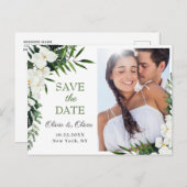 オーキッドボヘミアンフローラ結婚式の日付を保存する写真 ポストカード (正面/裏面)