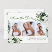 オーキッドボヘミアンフローラ結婚式の日付を保存する写真 ポストカード (正面/裏面)