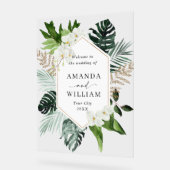 オーキッドボヘミアン結婚グリーンリーへようこそ アクリルサイン (傾斜)