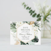 オーキッドボヘミアン緑の結婚式の日付を保存 ポストカード (スタンド正面)