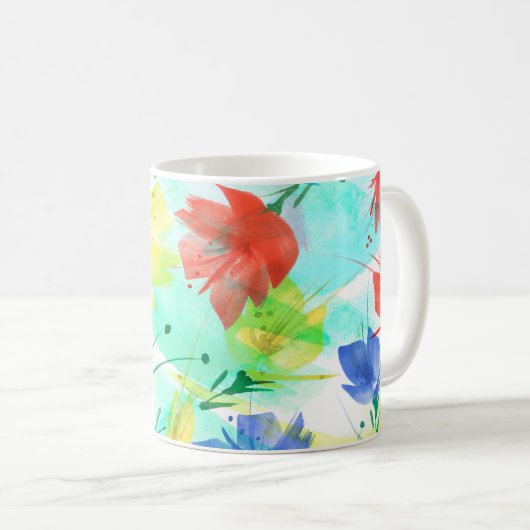 オーキッドポピー牡丹ファッションブーケ コーヒーマグカップ (正面右)