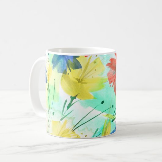 オーキッドポピー牡丹ファッションブーケ コーヒーマグカップ (正面左)