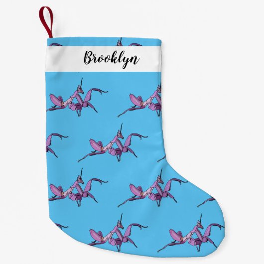 オーキッドマンティス漫画イラストレーション スモールクリスマスストッキング (正面)