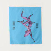 オーキッドマンティス漫画イラストレーション タペストリー (正面)