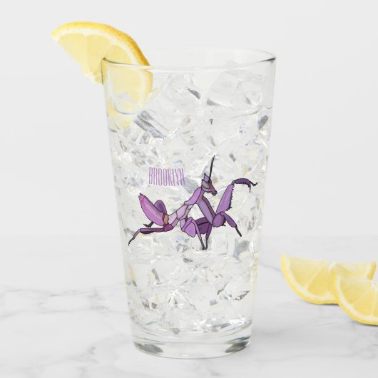 オーキッドマンティス漫画イラストレーション タンブラーグラス (アイス正面)