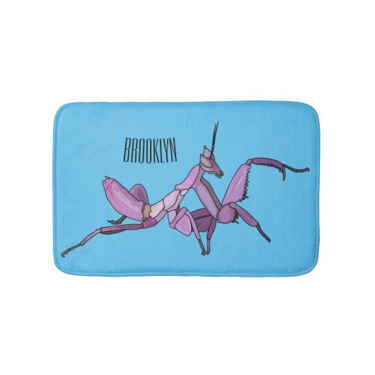 オーキッドマンティス漫画イラストレーション バスマット (正面)