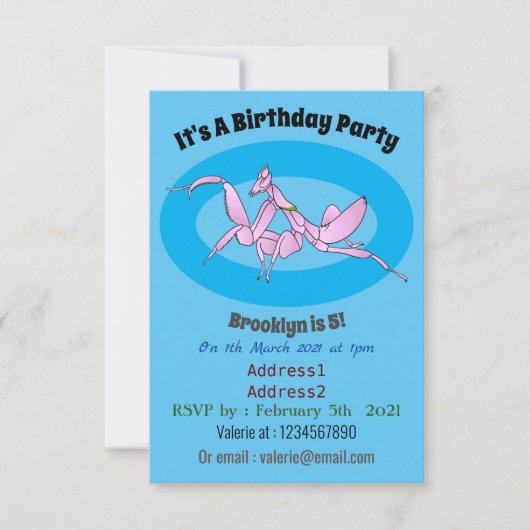 オーキッドマンティス漫画イラストレーション 招待状 (正面)