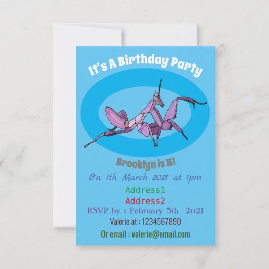 オーキッドマンティス漫画イラストレーション 招待状 (正面)