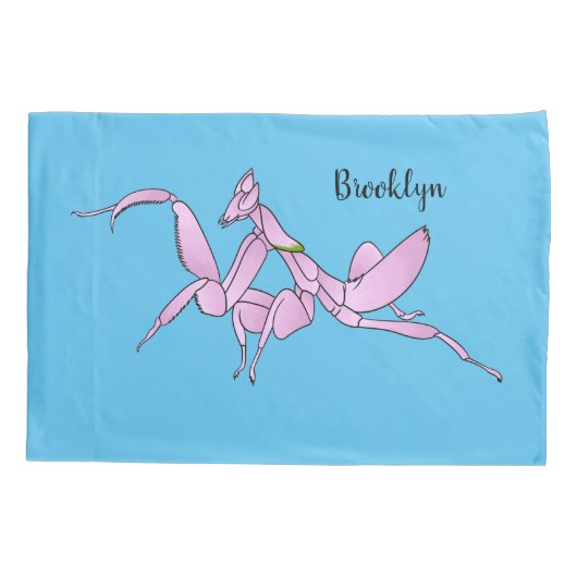 オーキッドマンティス漫画イラストレーション 枕カバー (裏面)