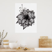 オーキッドラインアートデザインポスタープリント ポスター (キッチン)