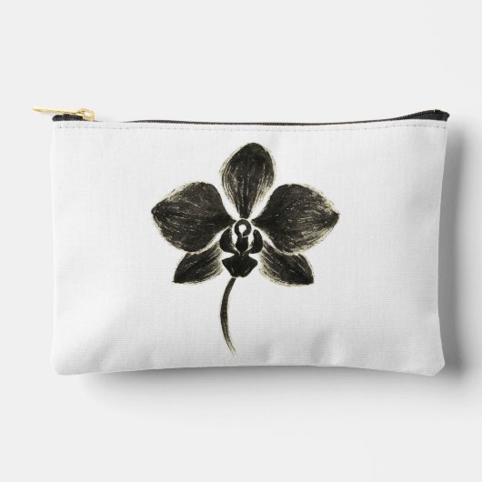 オーキッドラインスケッチ – インクフローラデザインオン アクセサリーポーチ (正面)