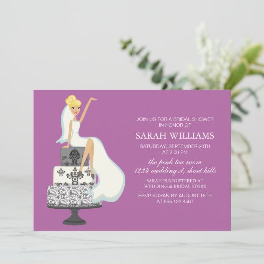 オーキッドラディアントブライド結婚オンズケーキ 招待状 (スタンド正面)