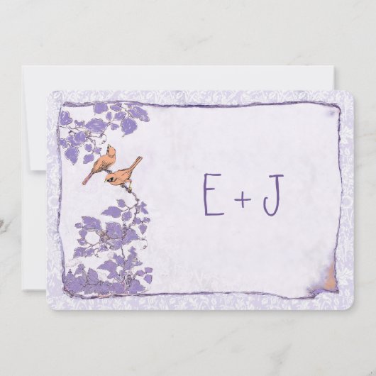 オーキッドラブバードダマスクウェディング招待状 招待状 (裏面)