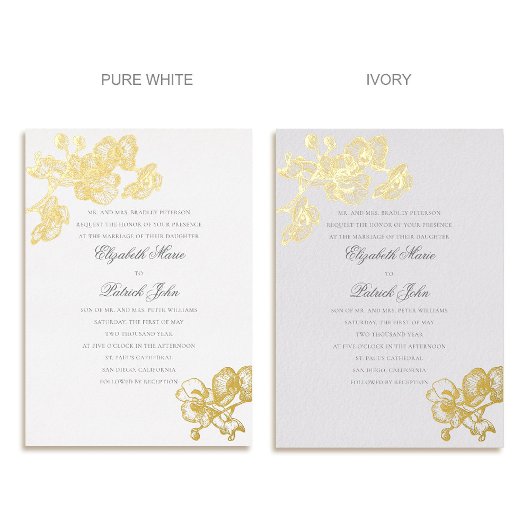 オーキッドラブピュアクラシックフォーマルーヒアローム結婚ズ 箔招待状