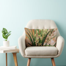 オーキッドランバーピローアイボリー、金ゴールド、グリーン