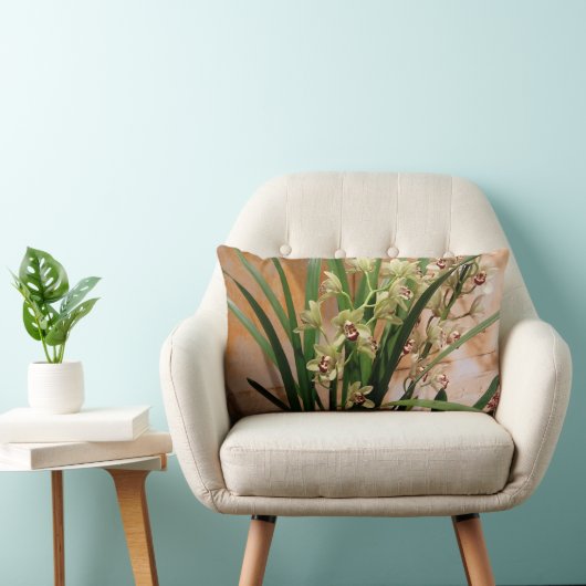 オーキッドランバーピローアイボリー、金ゴールド、グリーン ランバークッション (椅子)