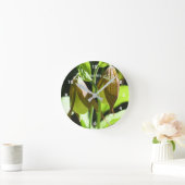 オーキッドレディスリッパフラワーペパーソナライズされたア ラウンド壁時計 (ホーム)