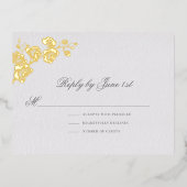 オーキッドヴォーフォーマルズクラシックアイボリー結婚の返信2 箔シーズンポストカード (正面)