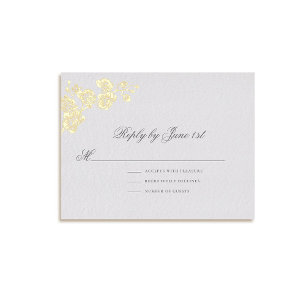 オーキッドヴォーフォーマルズクラシックアイボリー結婚の返信2 箔シーズンポストカード