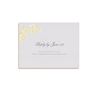 オーキッドヴォーフォーマルズクラシックアイボリー結婚の返信 箔シーズンポストカード