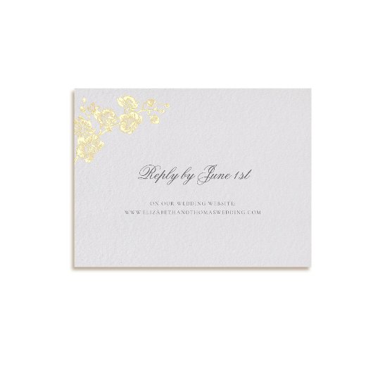 オーキッドヴォーフォーマルズクラシックアイボリー結婚の返信 箔シーズンポストカード