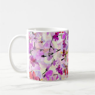 オーキッド桜水彩背景 コーヒーマグカップ