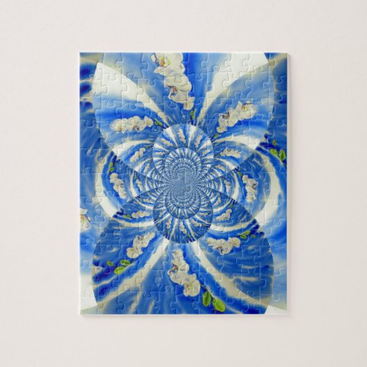 オーキッド水の色絵画のClouds Mandala ジグソーパズル (縦)