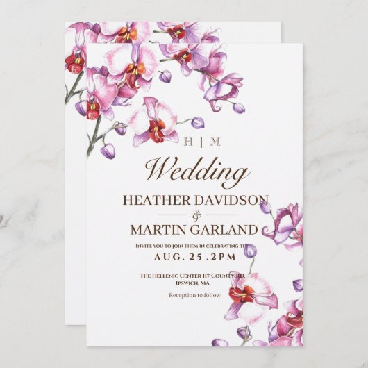 オーキッド結婚式招待状 招待状 (正面/裏面)