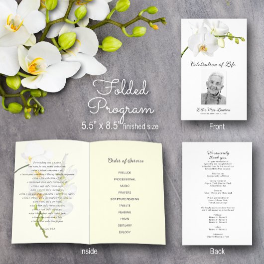 オーキッド葬儀プログラムお祝い・オブ・ライフ チラシ