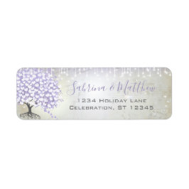 オーキッド赤面ハートリーフツリー薄紫差出人住所 ラベル