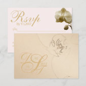 オーキッド赤面金ゴールドRSVP 出欠カード (正面/裏面)