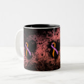 オーキッド&オレンジ認識度リボングランジハート ツートーンマグカップ (正面左)