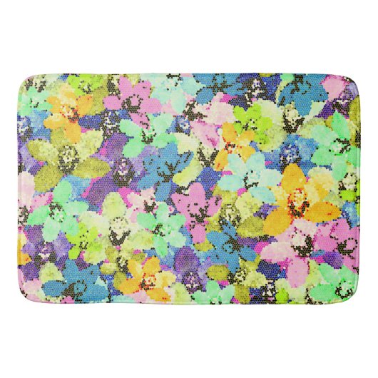 オーキッド ステイン グラス エフェクト メモリー フォーム バス マット (正面)