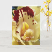 オーキッド パーソナライズ 25周年 結婚記念日 カード (黄色い花)